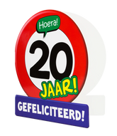 Verjaardagskaart 20 Jaar Verkeersbord 16,5cm